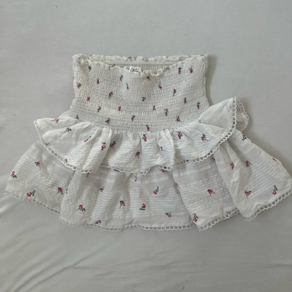 Floral White Smocked Skirt (can also wear as Top!)